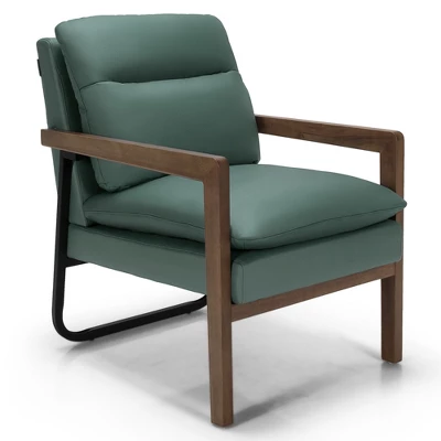 Costway Modern Accent Armchair Lounge Chair W/ Rubber Wood Legs & Steel Bracket - Image 10