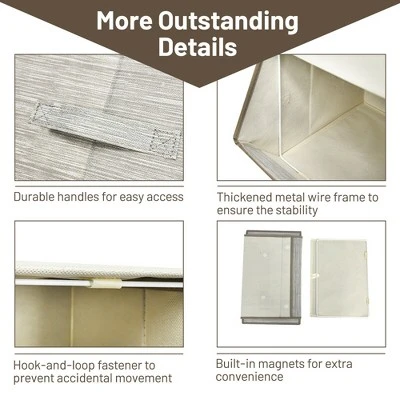 Costway Stackable Large Bins Cubes W/Lids Storage Organizers W/Linen&Oxford Fabric 4 Sets - Image 8