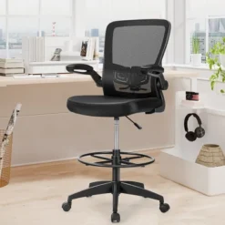 Costway Tall Office Chair Adjustable Height W/Lumbar Support Flip Up Arms