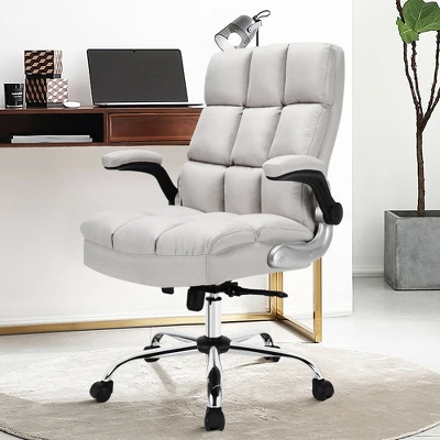 Costway High Back Big & Tall Office Chair Adjustable Swivel W/Flip-up Arm - Image 3