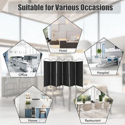 Costway 6 Panels Folding Privacy Screen 6 Ft Tall Fabric Privacy Screen For Home - Image 8