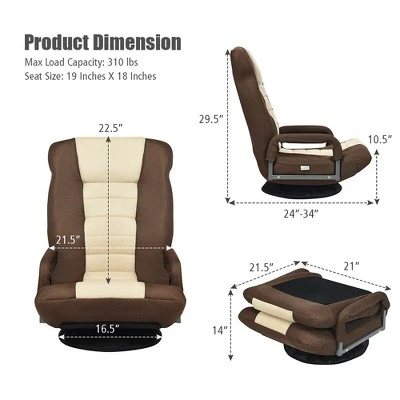 360-Degree Swivel Gaming Floor Chair With Foldable Adjustable Backrest - Image 2
