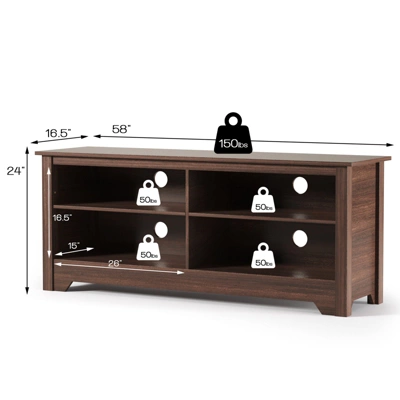 Costway 58'' TV Stand Entertainment Media Center Console Wood Storage Furniture Espresso
