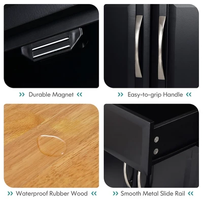 Costway 4-Door Rolling Kitchen Island Cart Buffet Cabinet W/ Towel Racks Drawers WhiteBlack - Image 7