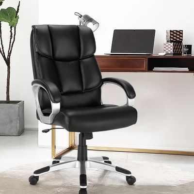 Costway Executive High Back Big & Tall Leather Adjustable Computer Desk Chair