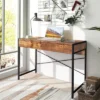 Costway Computer Desk Metal Frame Study Table Home Office Workstation W/2 Drawers