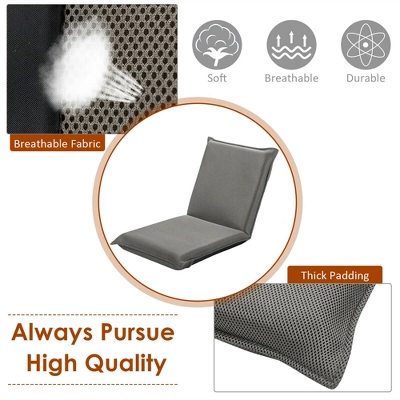 Costway Adjustable 6-Position Floor Chair Padded Folding Lazy Sofa Chair Grey - Image 7