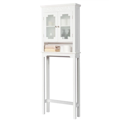 Costway Over The Toilet Bathroom Space Saver Carved Top Toilet Rack W/ Adjustable Shelf - Image 9