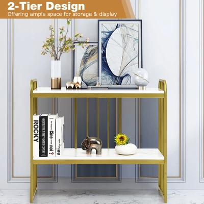 Costway 2-Tier Console Table Modern Buffet Serving Table Storage Shelf For Entryway - Image 6