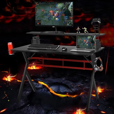 Costway Gaming Computer Desk W/ Monitor Shelf & Storage For Controller Headphone Speaker - Image 2