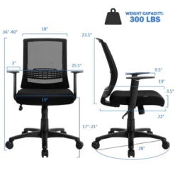 Costway Height Adjustable Mesh Office Chair Task Chair W/Lumbar Support