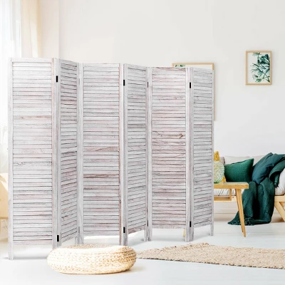 Costway 67'' High 6 Panel Room Divider Furniture Classic Venetian Wooden Slat Home - Image 5