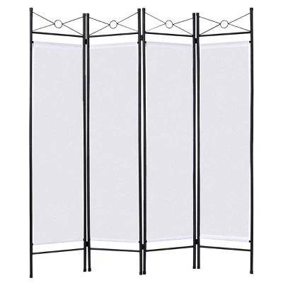 Costway 4 Panel Room Divider Privacy Screen Home Office Fabric Metal Frame - Image 12