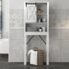 Costway Over The Toilet Bathroom Storage Cabinet With Sliding Barn Door & Adjustable Shelf