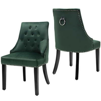 Costway Set Of 2 Button-Tufted Dining Chair Upholstered Armless Side Chair - Image 9