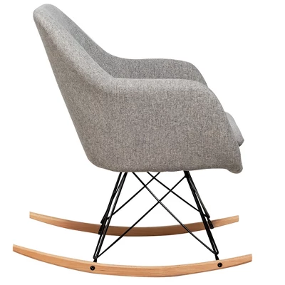 Costway Rocking Chair Fabric Rocker Upholstered Single Sofa Chair Accent Armchair Grey - Image 9