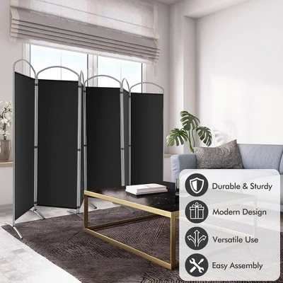 Costway 6 Panels Folding Privacy Screen 6 Ft Tall Fabric Privacy Screen For Home - Image 3