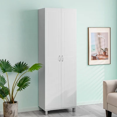 Costway 73.5''Double Door Tall Pantry Cabinet Freestanding Versatile Storage Organizer White