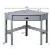 Costway Triangle Computer Desk Corner Office Desk Laptop Table W/ Drawer Shelves Rustic Grey