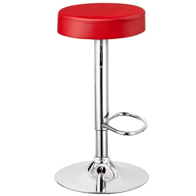 Costway Set Of 4 Round Bar Stool Adjustable Swivel Pub Chair W/ Footrest WhiteRedBlack - Image 8