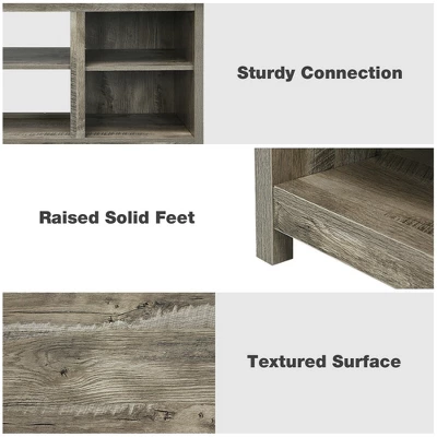 Costway 58'' 2-Tier TV Stand Entertainment Media Center Console Up To 65'' Grey - Image 9