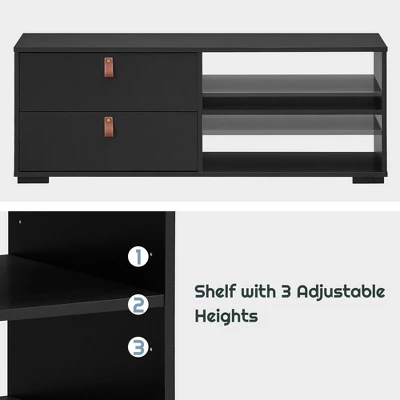 Costway TV Stand Entertainment Media Center Console For TV's Up To 55'' Walnut/Black - Image 8