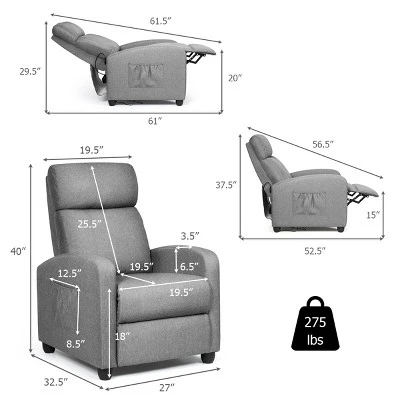 Recliner Massage Chair, Ergonomic Adjustable Single Sofa With Padded Seat Grey - Image 2