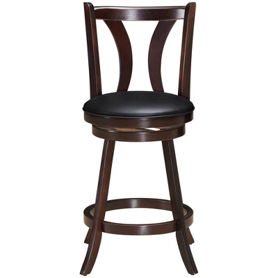 Costway Set Of 2 Swivel Bar Stool 24'' Counter Height Leather Padded Dining Kitchen Chair - Image 4