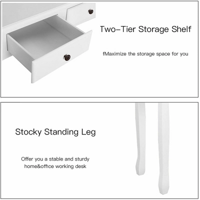 Costway Home Office Computer Desk Writing Desk With 4 Drawer White - Image 5
