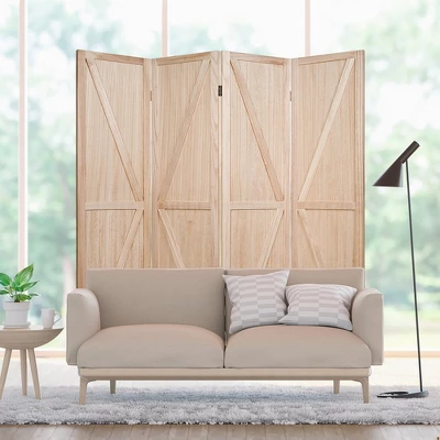 Costway 4Panels Folding Wooden Divider W/ V-shaped Design 5.6Ft Tall - Image 5