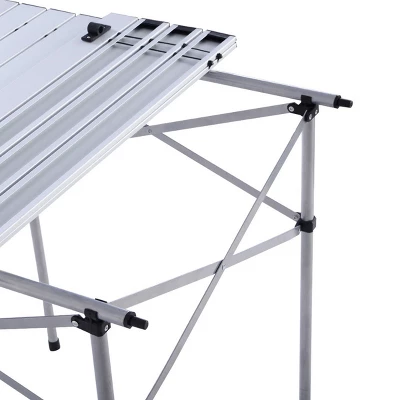 Costway Roll Up Portable Folding Camping Square Aluminum Picnic Table W/Bag (55'' ) - Image 4