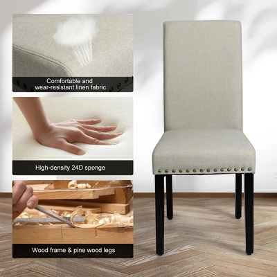 Costway Set Of 4 Fabric Dining Chairs W/Nailhead Trim - Image 7