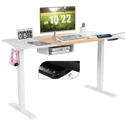 55''x28'' Electric Standing Desk Adjustable Sit To Stand Table W/USB Port WhiteNatural - Image 11