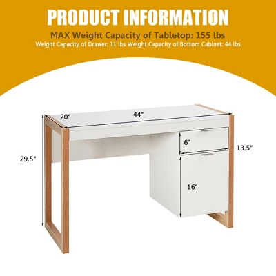 Costway Computer Desk Workstation Table With Drawers Home Office - Image 2