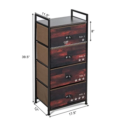 Costway 4 Drawer Fabric Dresser Storage Tower Steel Frame Closet - Image 2