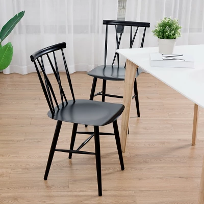Costway Set Of 2 Dining Side Chairs Chairs Armless Cross Back Kitchen Bistro Caf - Image 3