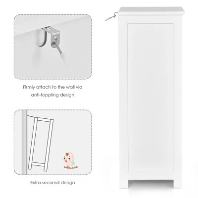 Costway White Floor Storage Cabinet Bathroom Organizer Free Standing 2/3/4 Drawers - Image 8