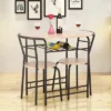 Costway 3 Piece Dining Set Compact 2 Chairs And Table Set With Shelf Storage
