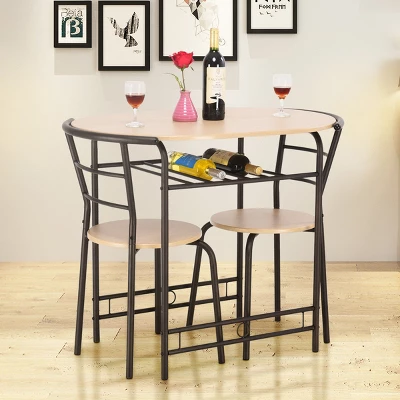 Costway 3 PCS Dining Set Table And 2 Chairs Home Kitchen Breakfast Bistro Pub Furniture - Image 3