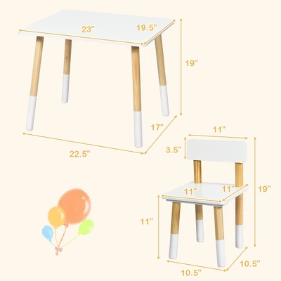 Costway Kids Wooden Table & 2 Chairs Set Children Activity Table Set - Image 7
