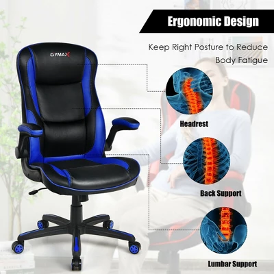 Costway Racing Style Office Chair Ergonomic Adjustable Computer Chair W/Flip-up Arm - Image 6