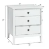 Costway Nightstand Beside End Side Table Accent Table Organizer W/3 Drawers White