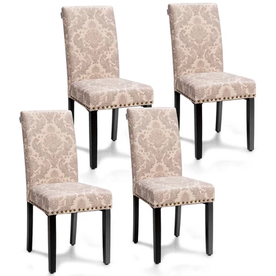 Costway Set Of 4 Fabric Dining Chairs W/Nailhead Trim - Image 13