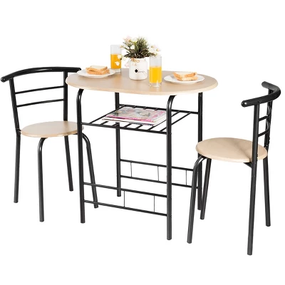 Costway 3 Piece Dining Set Compact 2 Chairs And Table Set With Shelf Storage - Image 6