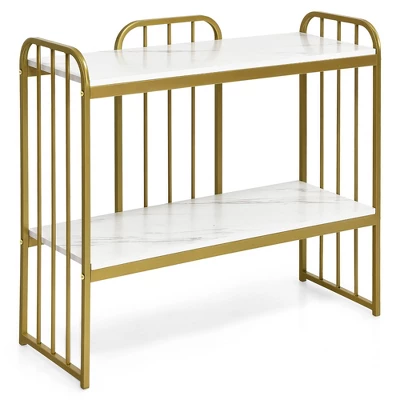 Costway 2-Tier Console Table Modern Buffet Serving Table Storage Shelf For Entryway - Image 8