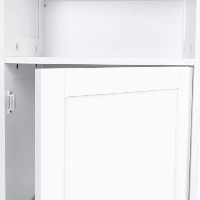 Costway 72''H Bathroom Tall Floor Storage Cabinet Shelving Display GreyWhite - Image 9