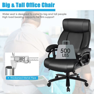Costway Big & Tall 500lb Massage Office Chair Executive PU Leather Computer Desk Chair Black - Image 4