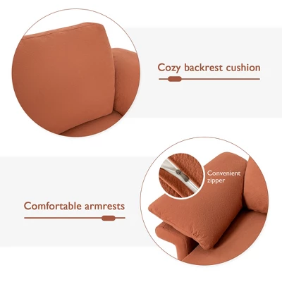 Costway Modern Fabric Accent Armchair Upholstered Single Sofa W/ Metal Legs Rust RedGreen - Image 7