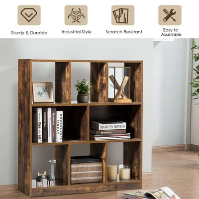 Costway Bookcase Industrial Freestanding Bookshelf Storage Organizer W/ Open Compartments - Image 5