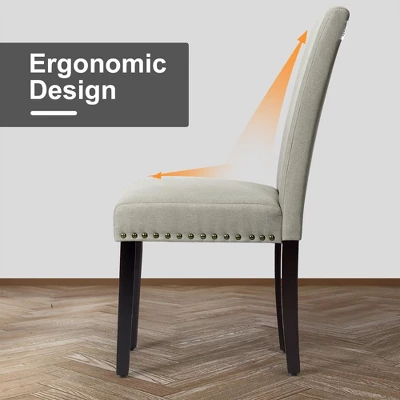 Costway Set Of 4 Fabric Dining Chairs W/Nailhead Trim - Image 4